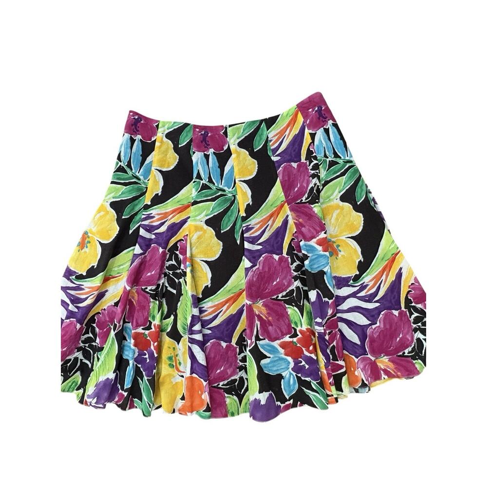 Vtg 90s Lauren Ralph Lauren Skirt Sz 16 Tropical Floral Vibrant Colors‎ Resort